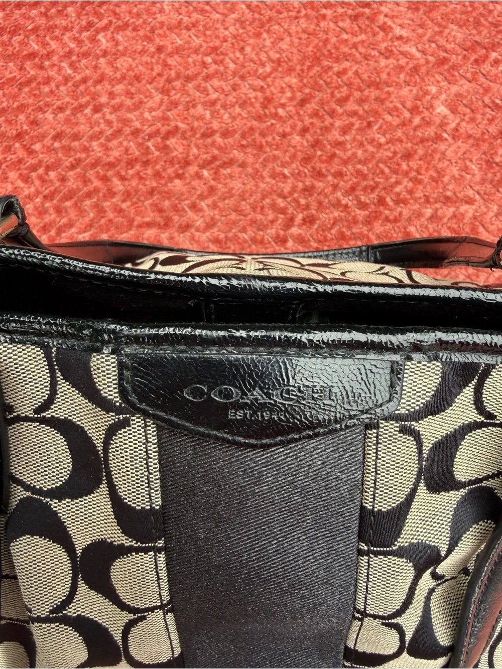Coach Black/grey Signature shoulder bag with Central Stripe F28501